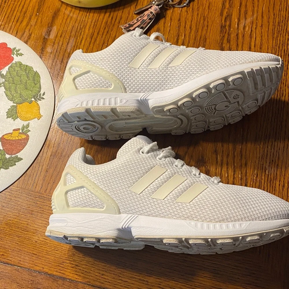 Adidas ZX Flux Torsion Mens Sz 7 Triple White Shoes Low Top